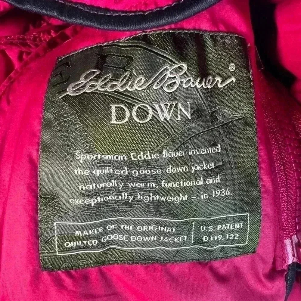 Eddie Bauer Kids Size S Red/black down filled embroirdered snowflate zippers ves